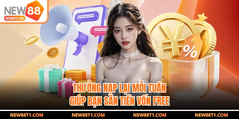 Thưởng nạp lại mỗi tuần giúp bạn săn tiền vốn free Thưởng nạp lại mỗi tuần giúp bạn săn tiền vốn free